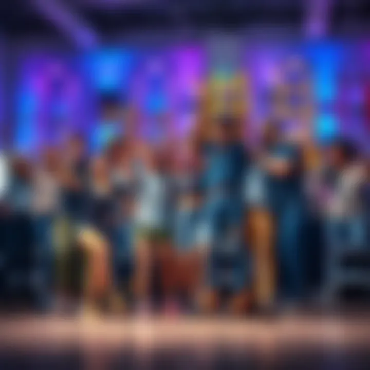 Ladder Challenge Participation A diverse group of people celebrating their completion of a ladder challenge, sharing their experiences and enthusiasm for upcoming challenges, with a vibrant background showing ladders and motivation...
