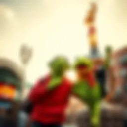 A new landmark owner stands proudly next to a statue of Kermit, showcasing excitement and community spirit.