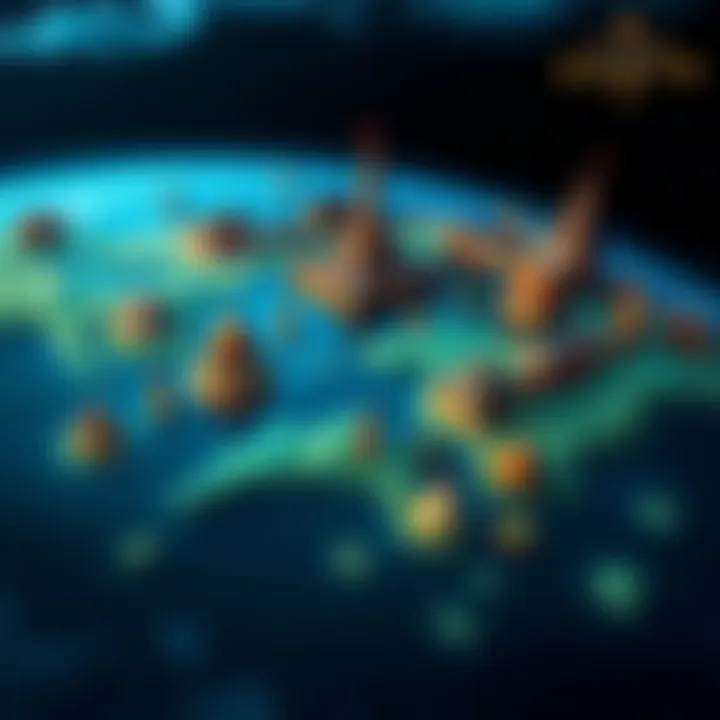 Landmarks in Atlas Earth A digital map showing various landmarks within the Atlas Earth platform, highlighting their potential impact on the game's future.