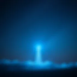 A bright laser beam shoots into a vast, starry sky, symbolizing exploration and infinity.