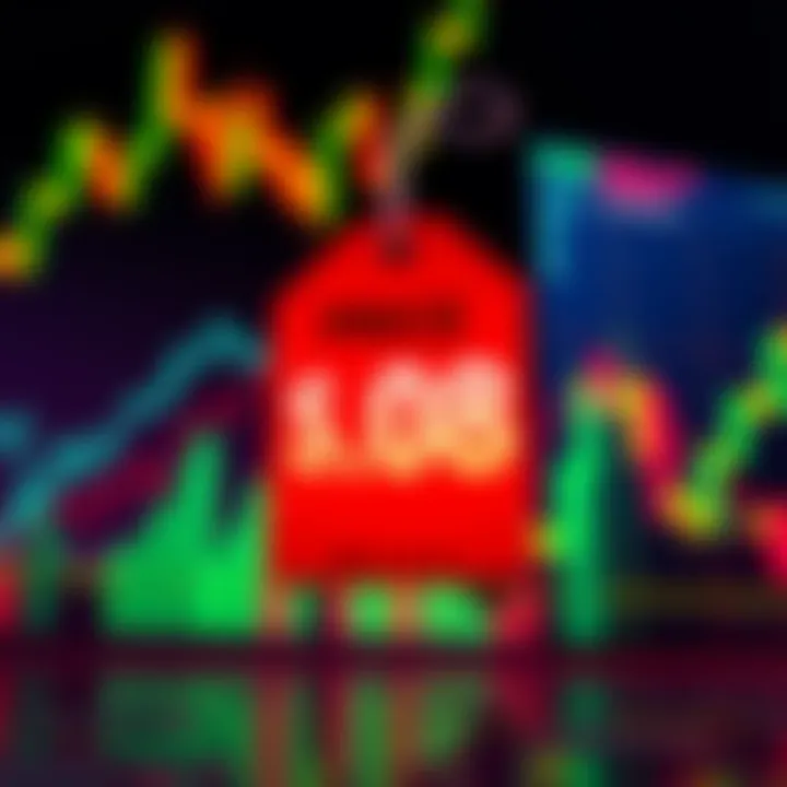A graphic showing a price tag with $0.08, symbolizing a last chance for investors to buy, with a background of rising stock charts.