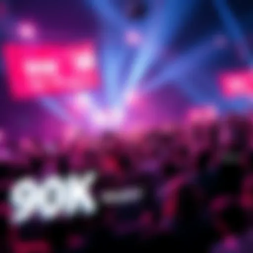 Crowd of people excitedly gathered at the launch event for the 90K project, with banners and signs promoting the initiative.