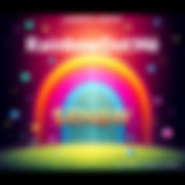 Colorful promotional illustration for the launch of RainbowDotMe featuring a vibrant rainbow and $RNBW prize pool announcement