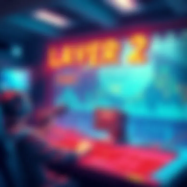 Illustration showing Layer 2 technology improving gaming experience with faster transactions and lower fees