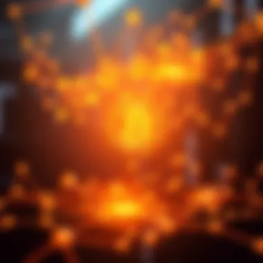 A digital representation of a leaderless network with interconnected nodes symbolizing fairness and quick transactions without central authority.