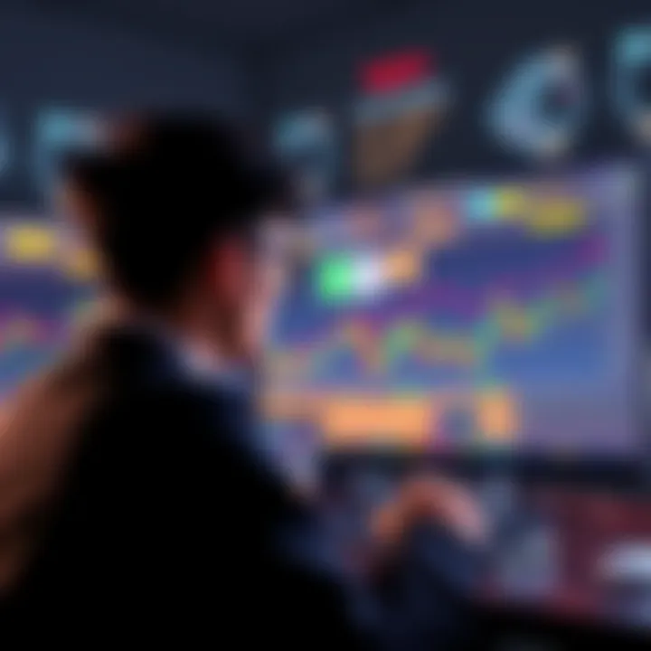 A person looking at a computer screen with cryptocurrency charts and information, symbolizing exploration of crypto knowledge