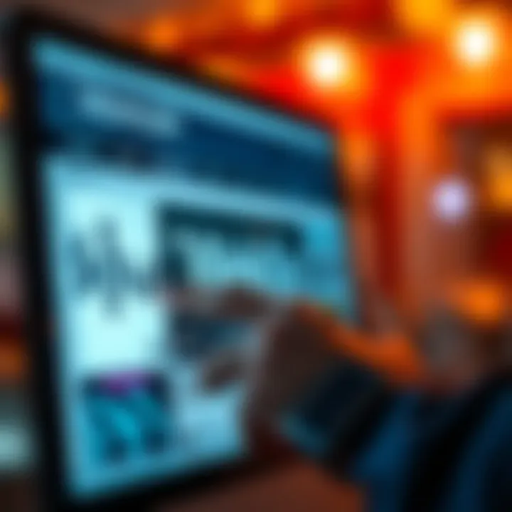Leboncoin Pricing Model A close-up of a person browsing listings on the Leboncoin website, highlighting the simplicity of the platform's pricing structure without word count limits.