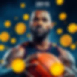 LeBron James and Bitcoin Trends LeBron James with a basketball, surrounded by Bitcoin symbols showing price fluctuations