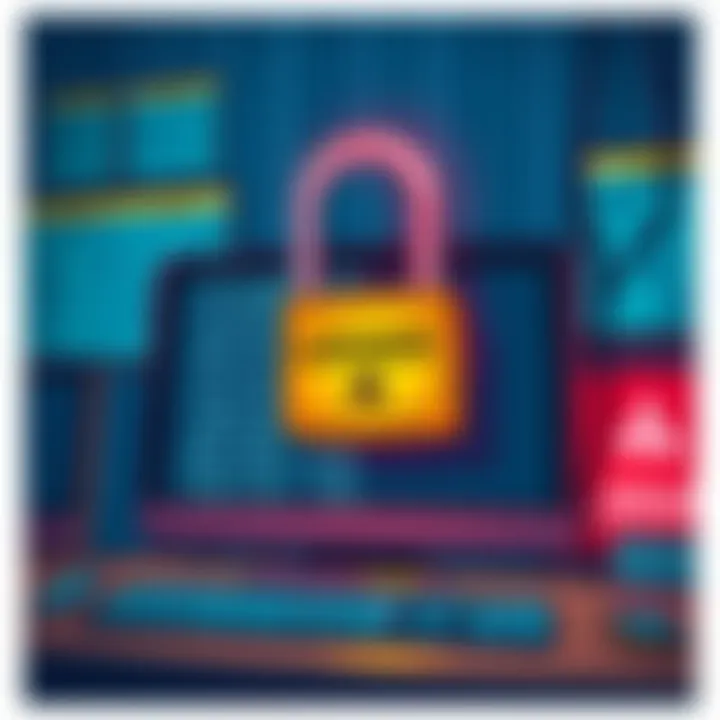 An illustrated graphic showing a padlock and a computer screen displaying customer data with a warning sign, highlighting security issues after a data breach.