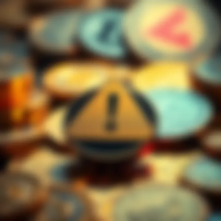 Warning about Changelly scams A warning symbol with cryptocurrency coins in the background, highlighting scams related to Changelly and Ledger