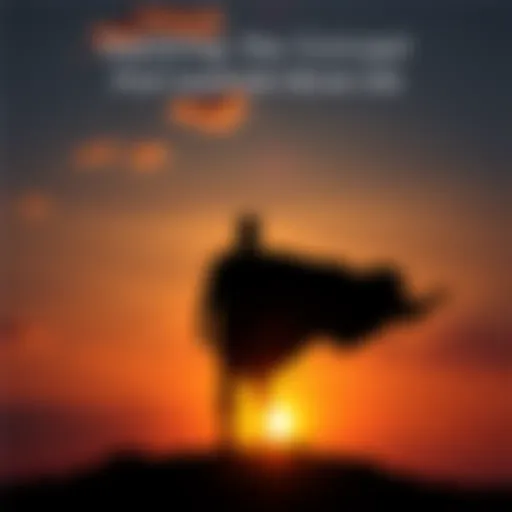 Silhouette of a person standing tall with a cape flowing in the wind, symbolizing legends and their impact