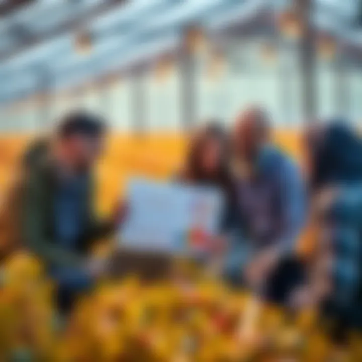 A group of people discussing their experiences with DeFi yield farming, showing charts and graphs on a laptop, emphasizing risks and strategies.