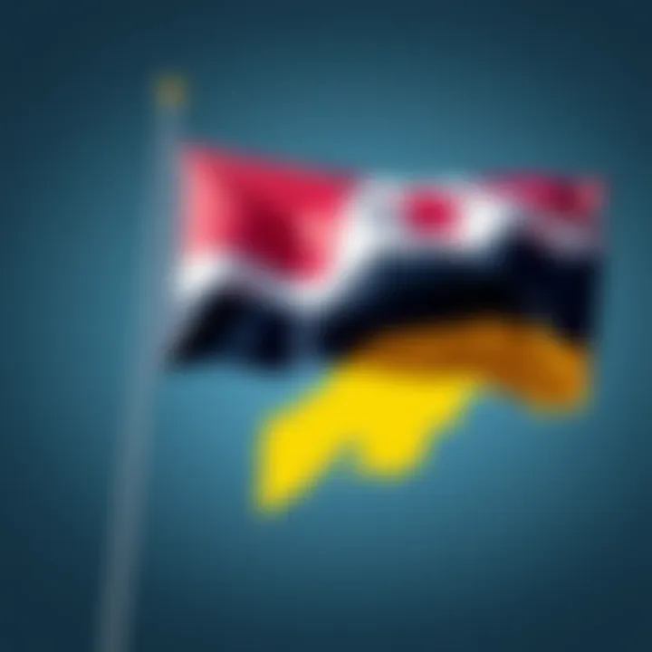 Liberland Flag and Map A flag waving over a map highlighting the territory of Liberland, showcasing its unique identity as a self-declared micro-nation.