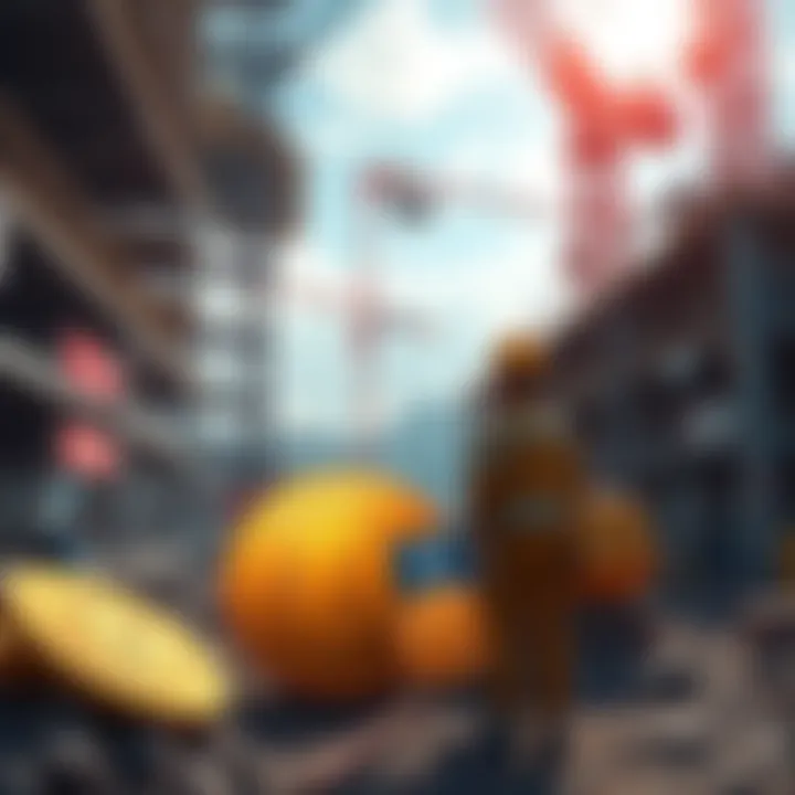 A construction site with workers and Bitcoin symbols representing LibWork's investment