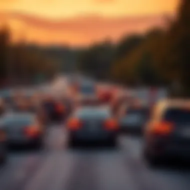 Cars driving smoothly on a highway during Labor Day with minimal congestion
