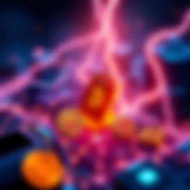 Illustration showing Bitcoin transactions with fast and low-cost payments using the Lightning Network