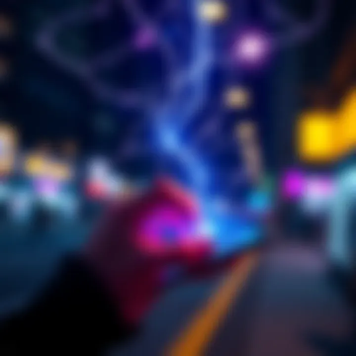 A visual representation of a person using a mobile wallet to make a payment with the Lightning Network