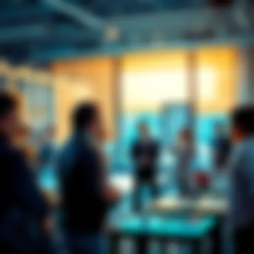 A group of professionals engaging in discussions and networking on LinkedIn.