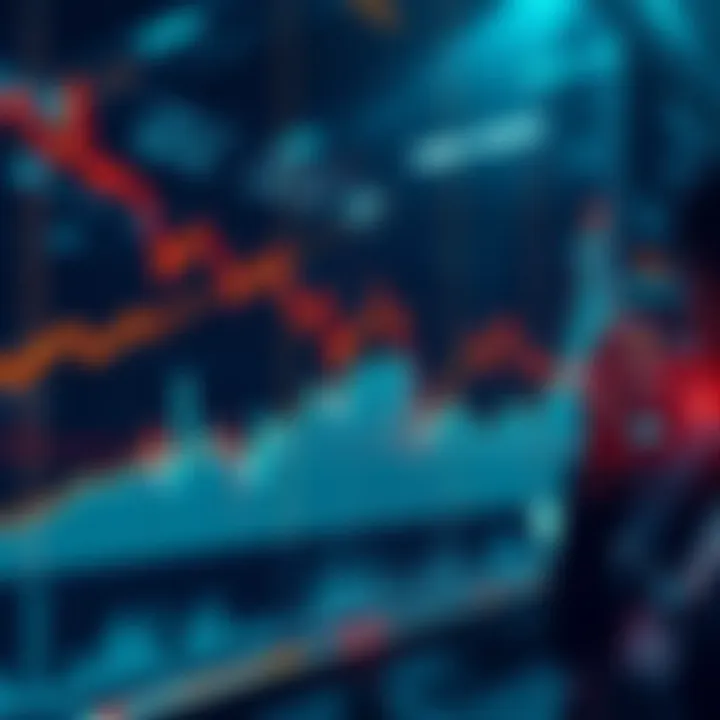 A graph showing a sharp decline in cryptocurrency values, with traders in distress as they face losses, indicating a volatile market environment.