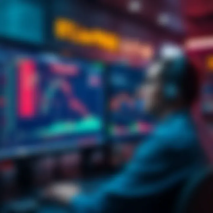 A trader watching a screen showing price charts with a highlighted liquidation price, expressing concern over potential losses.