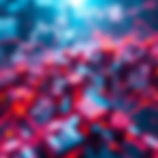 A visualization of fragmented liquidity pools and automated trading bots on a digital trading platform