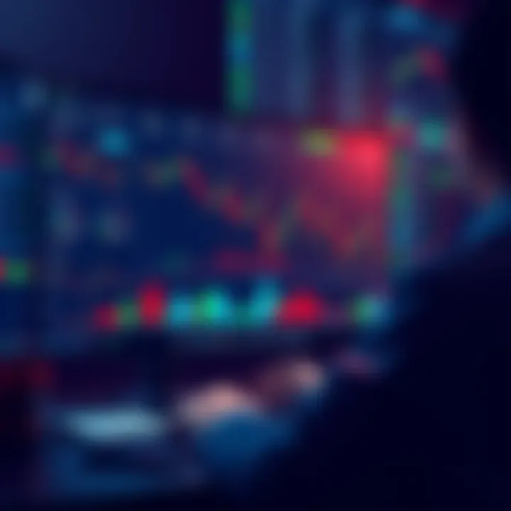 A digital illustration showing a person analyzing liquidity pools with charts and graphs on a computer screen, symbolizing the profitability and risks in crypto investing.