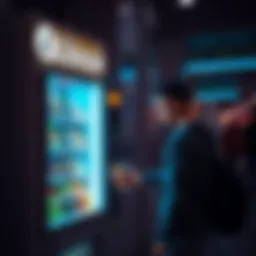 A person making a purchase at a Litecoin vending machine, showcasing cryptocurrency payments in action