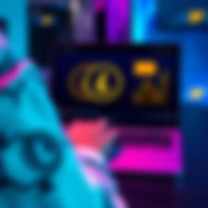 A person watching a Litecoin explainer video on a laptop, showing cryptocurrency graphics on the screen.