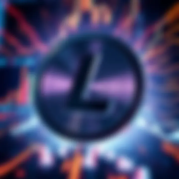 A close-up of the Litecoin logo against a digital background, representing its growth in the cryptocurrency market.