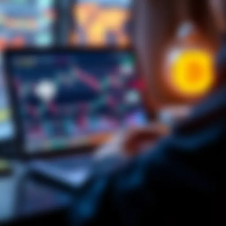 A person studying Litecoin trends and strategies on a laptop with charts on the screen.