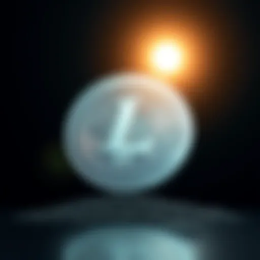 A bold Litecoin symbol stands strong against a dark background, symbolizing resilience and belief in its future.