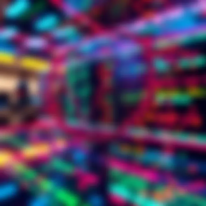 A colorful display showing live transactions on Hedera mainnet with dots indicating transaction types and success rates.