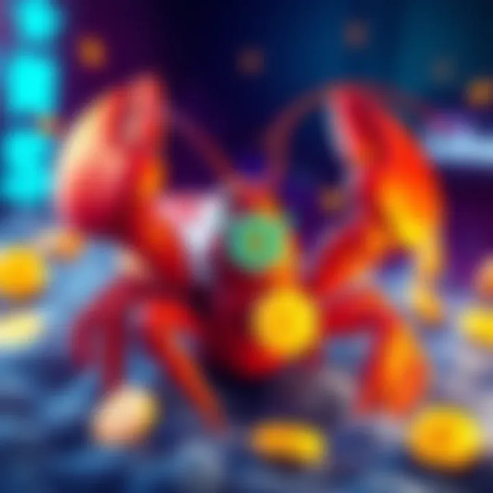 Lobster Campaign Illustration A vibrant graphic showing a lobster with AI tokens, representing the Lobster campaign for voting and rewards