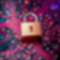 Lock and circuit board A digital lock overlaying a circuit board, symbolizing crypto security challenges with AI and quantum computing.