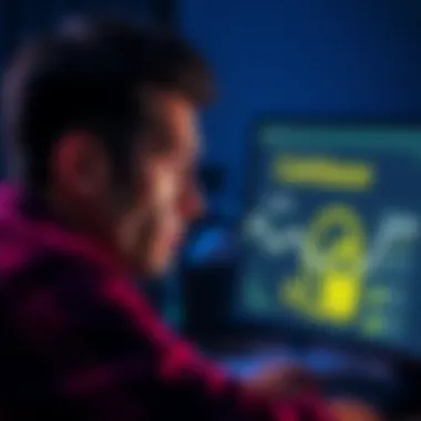 A person looking worried while staring at a computer screen showing a locked account message on Coinbase, symbolizing frustration over inaccessible funds.