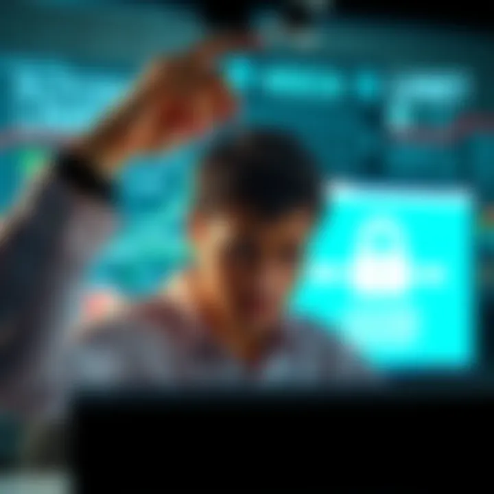 A frustrated person looking at a computer screen with a locked account notification, showing signs of distress.