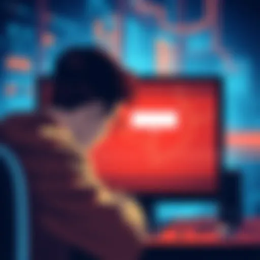 A frustrated person looking at a computer screen displaying a connection error message, symbolizing login problems.