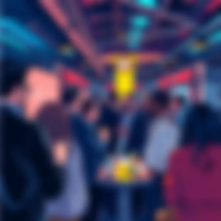 Group of people networking at a crypto meetup in London, discussing Real World Assets and the Avalanche Chain.