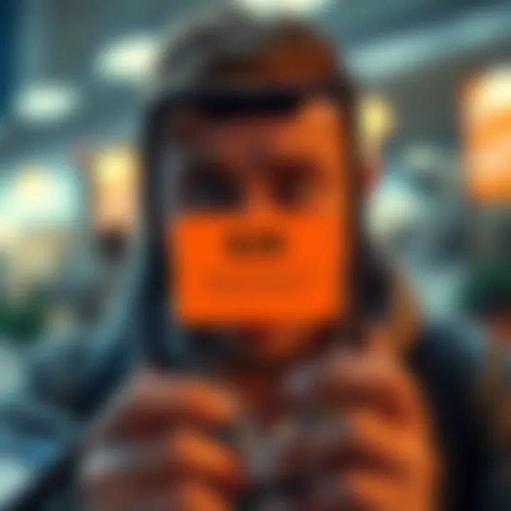 A smartphone screen showing a notification about a failed money conversion with a confused expression in the background.