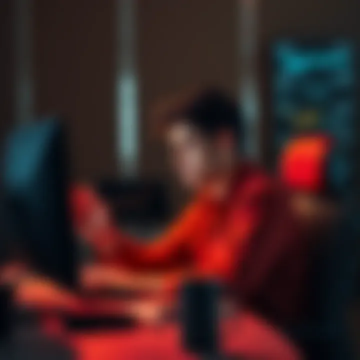A person sitting at a desk, looking frustrated while checking different wallet apps on a computer, trying to remember which one they used for their lost seed phrase.