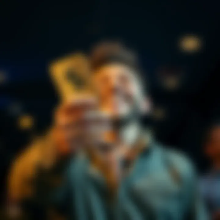 A person joyfully holding a shiny gold item after winning the lottery, symbolizing new financial opportunities.