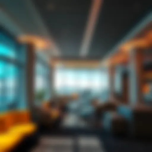 Interior of a lounge at Helsinki-Vantaa Airport showing comfortable seating and travelers relaxing