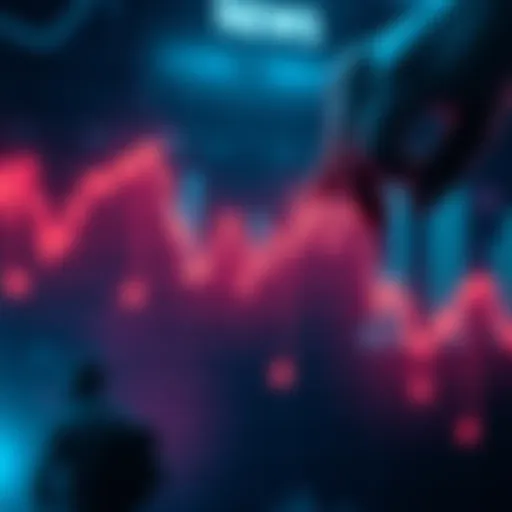 A line graph illustrating recent trends in Litecoin prices, indicating a downward trend with potential signs of recovery, along with investor sentiment bubbles for potential price surge discussions