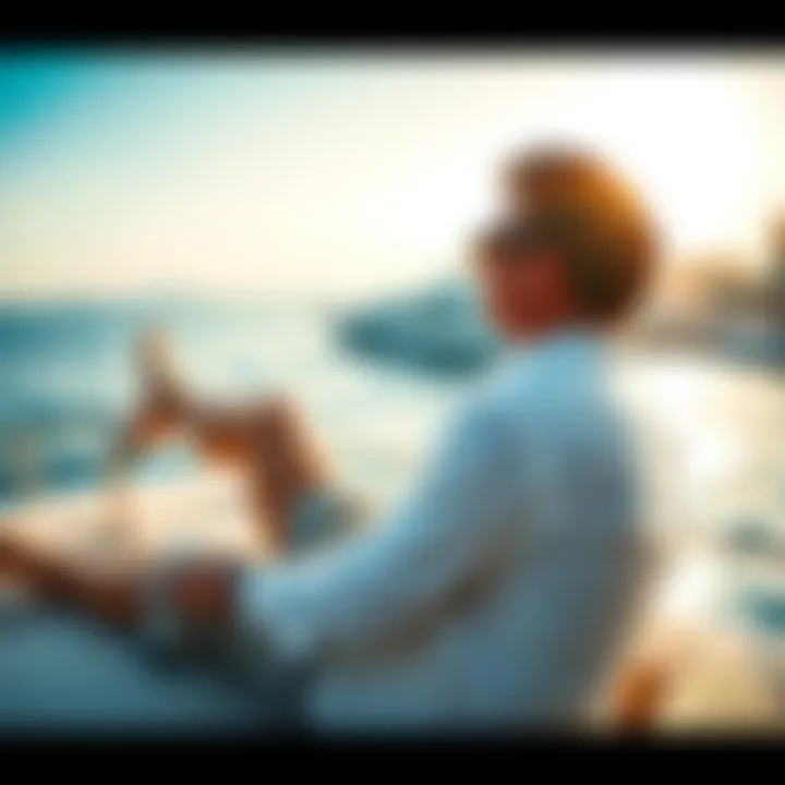 Luxurious Lifestyle A wealthy person relaxing on a yacht with a view of a sunny coastline, showcasing the perks of being rich.