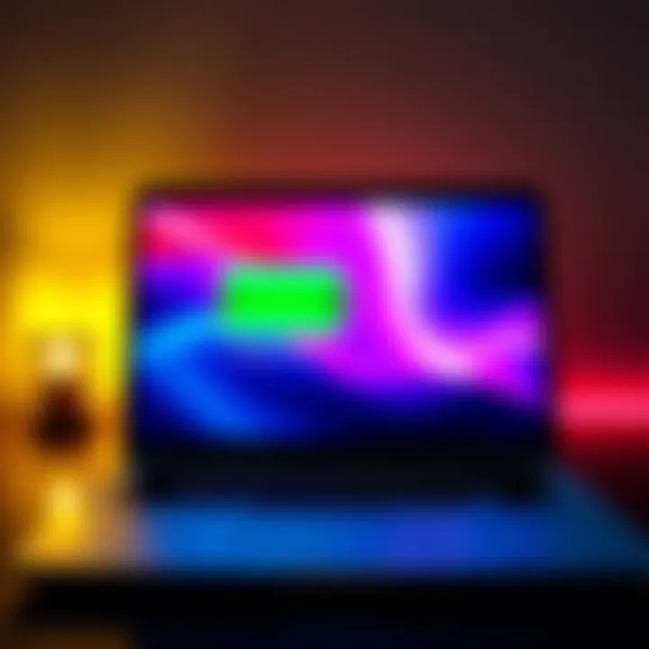 A MacBook displaying a low battery health icon on the screen, illustrating battery decline.