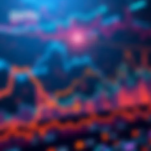 Illustration showing a graph representing macroeconomic forecasting with tokens and decentralized features