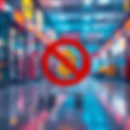 A visual representation of major companies avoiding stablecoins, featuring shopping carts and payment options with a digital currency symbol crossed out, symbolizing the resistance in accepting stable...