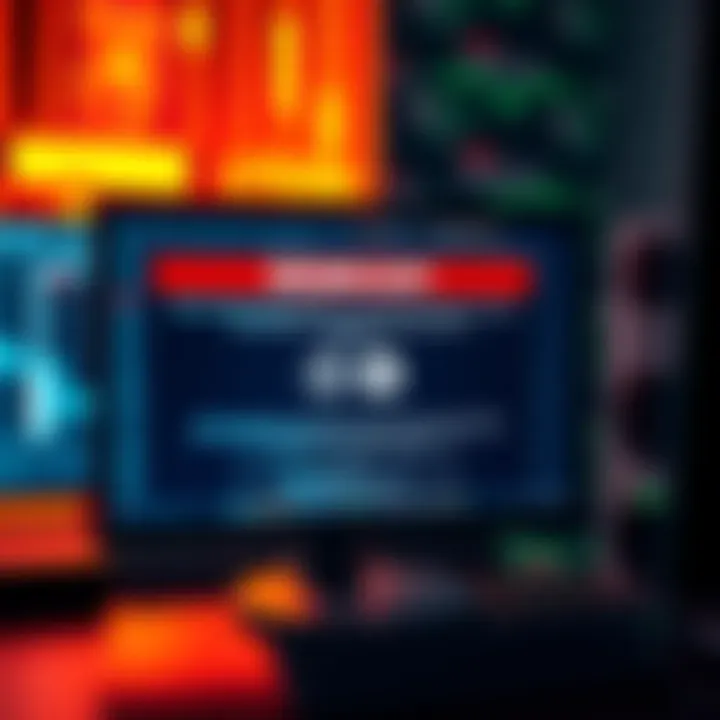 A computer screen displaying a warning about malware detected in Litecoin wallet downloads, with a digital security theme.