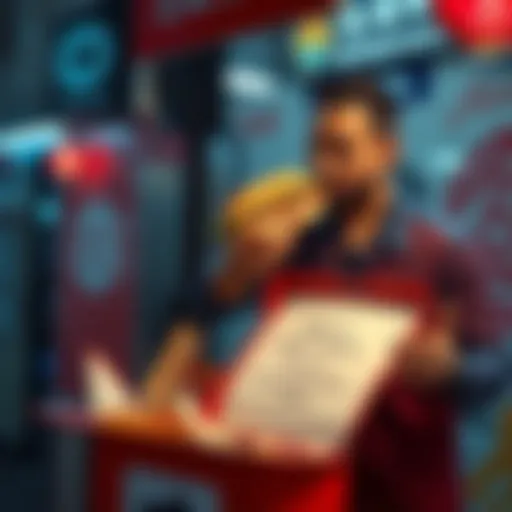 A man takes a Banh Mi sandwich from a delivery box with a frustrated note beside it