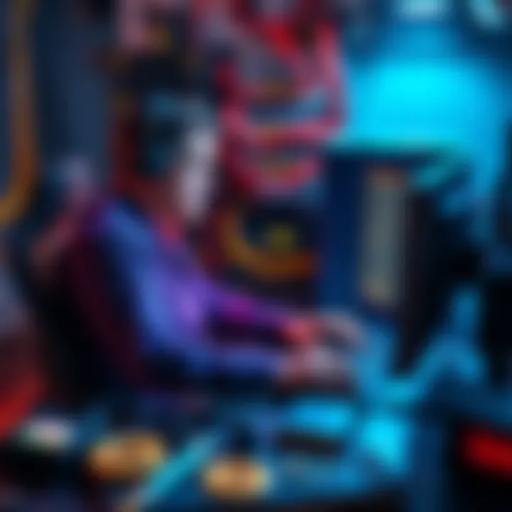 A man sitting at a computer, focused on Bitcoin mining, with mining equipment and tools around him.